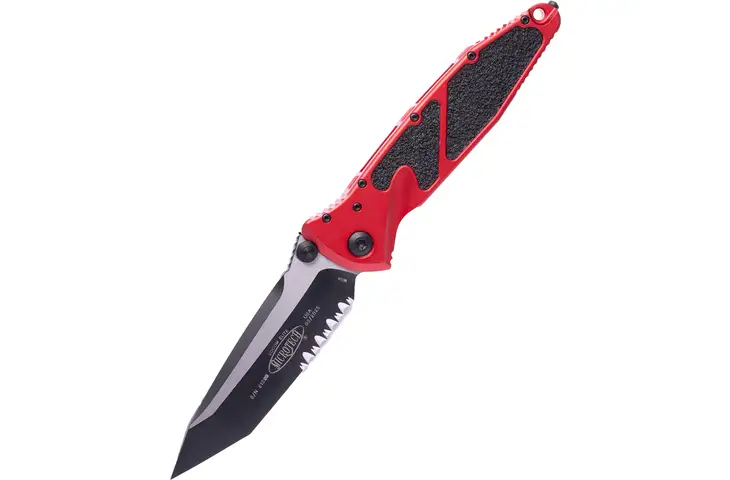 Microtech Socom Elite T/E-M Black Part Serrate 4in Folding Knife 161-2RD w/ Free Shipping and Handling